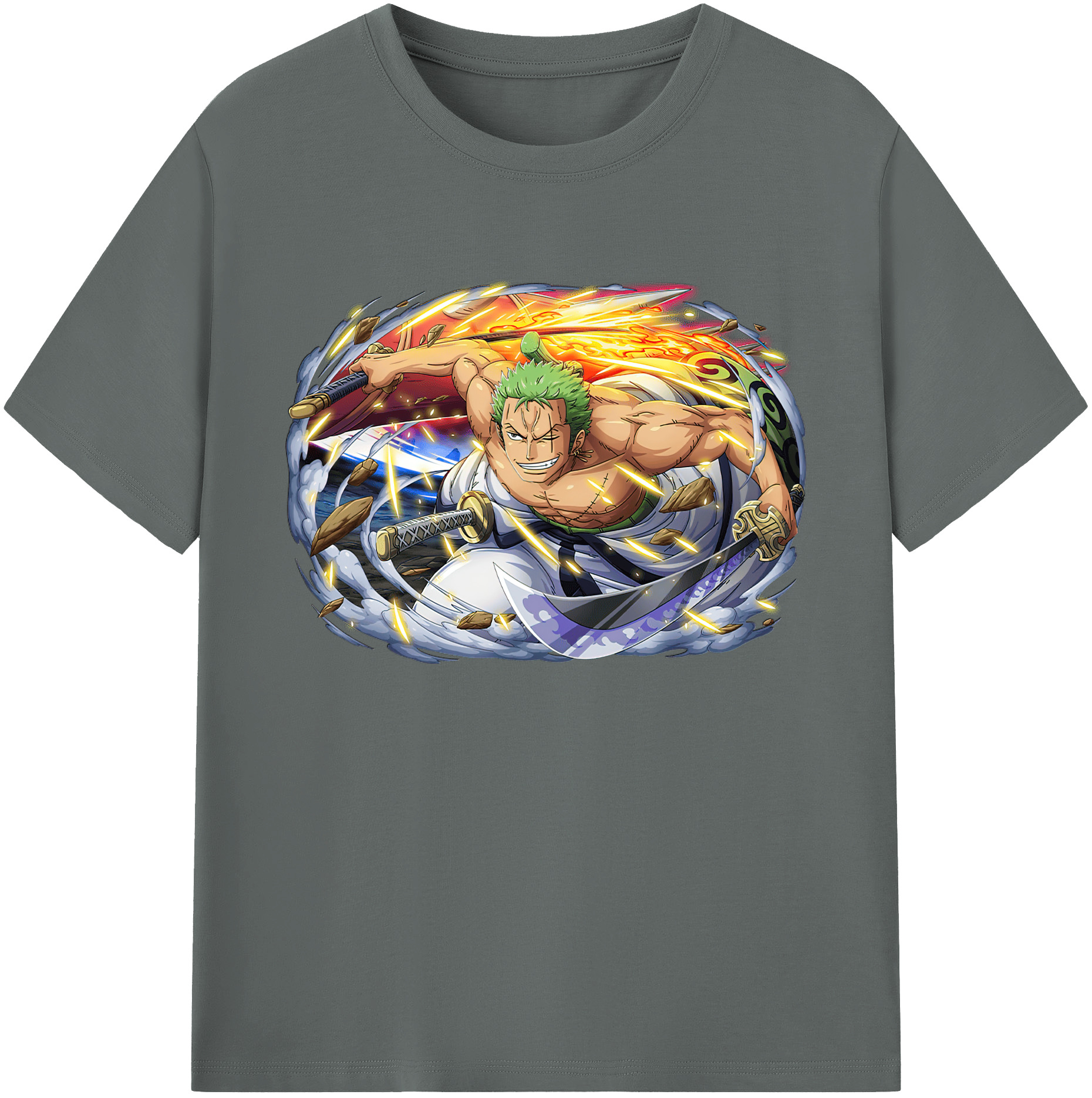 ワンピース ロロノア・ゾロ ONE PIECE Roronoa Zoro 綿100％ メンズ半袖Tシャツ｜肌触りやわらか＆通気性